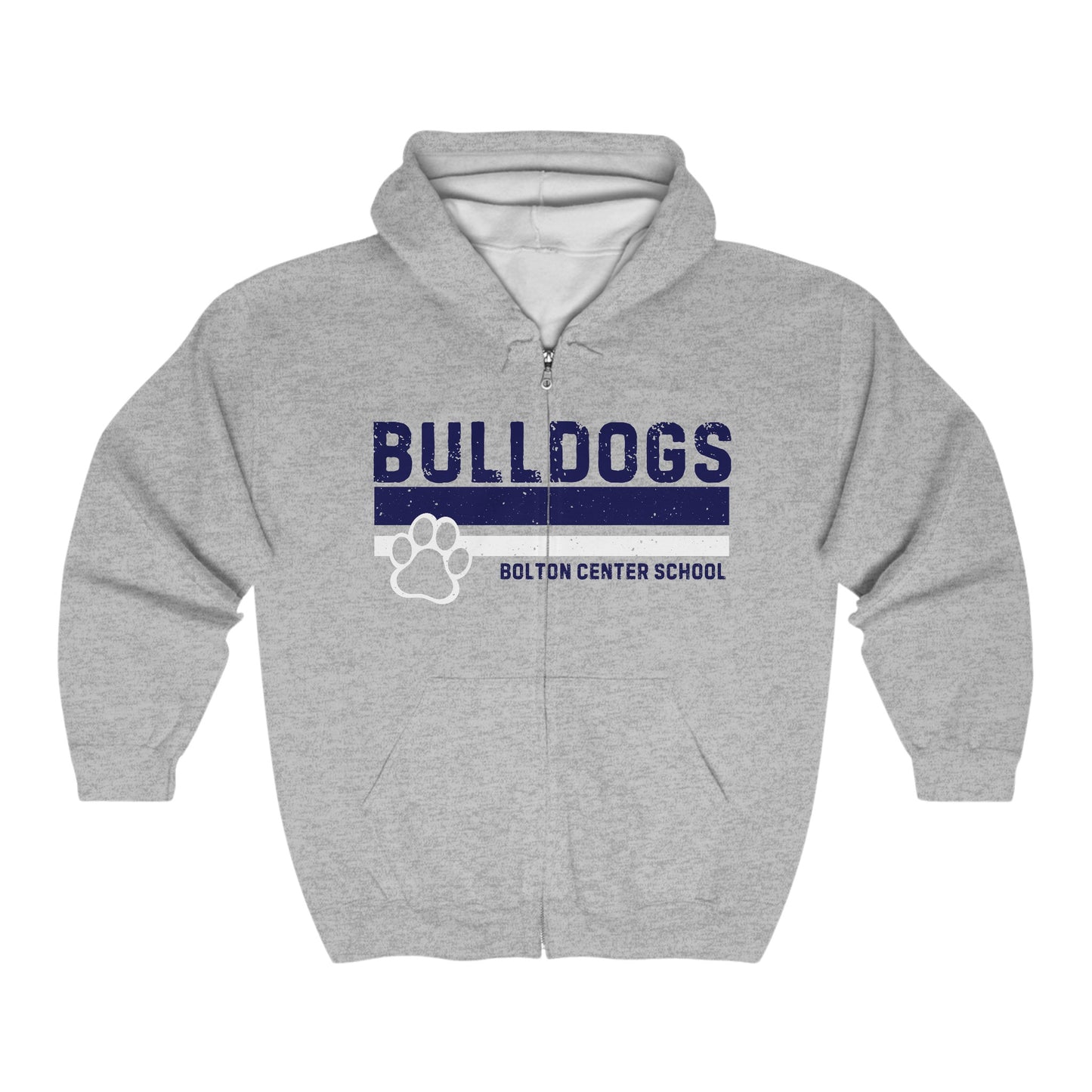 Vintage Bulldogs Striped Zip-up Hoodie